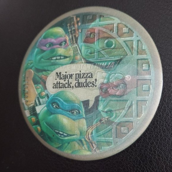 TMT VTG 3” 1980s Pizza Hut TEENAGE MUTANT NINJA TURTLES Lenticular Pin Button - Picture 4 of 9